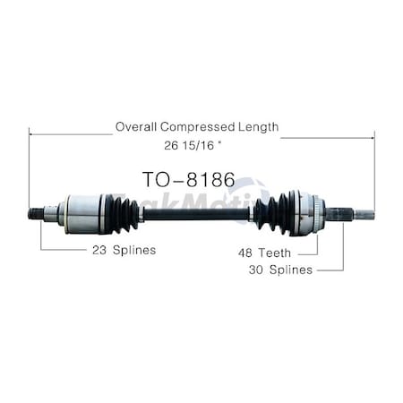 Surtrack Axle Cv Axle Shaft, To-8186 TO-8186